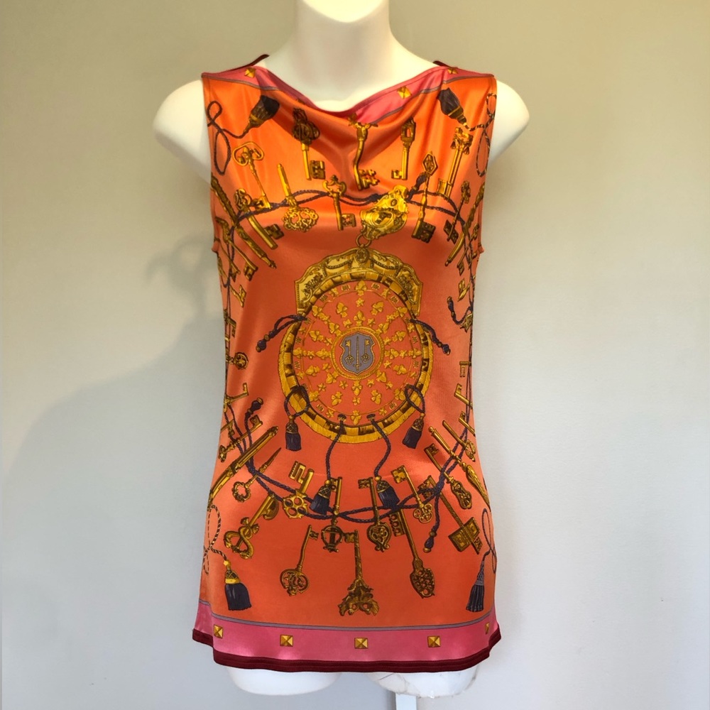 Hermes Auth. Viscose printed top